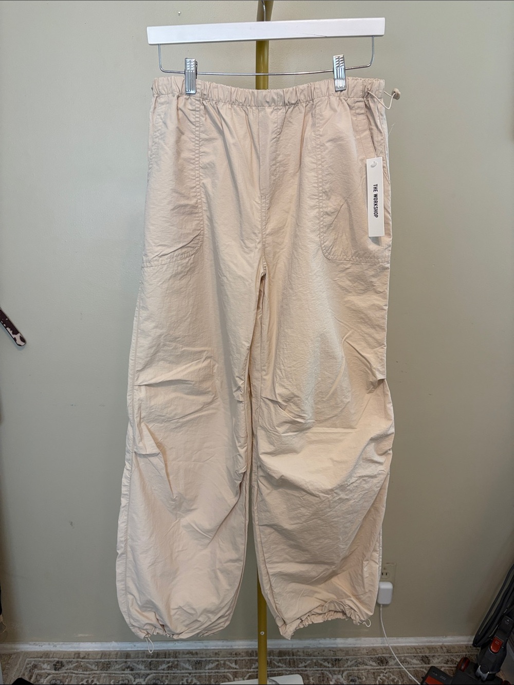 The Workshop parachute pants Women's Cream Drawstring Track Pants